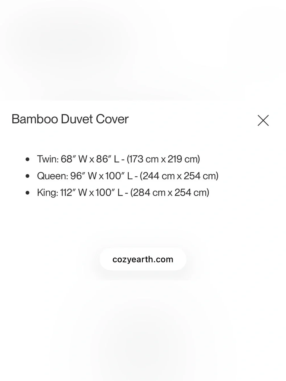 Cozy Earth Bamboo King Size Duvet Cover Light Grey NWOT